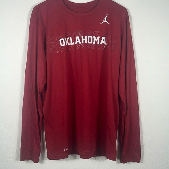 🔥🏈 OKLAHOMA SOONERS Nike Dri-Fit Jordan Lightweight Performance Tee - Men Sz M - Picture 1 of 9